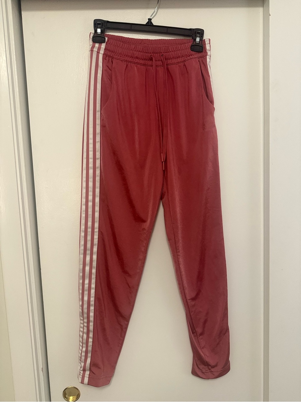 adidas Maroon Joggers with White Side Stripes